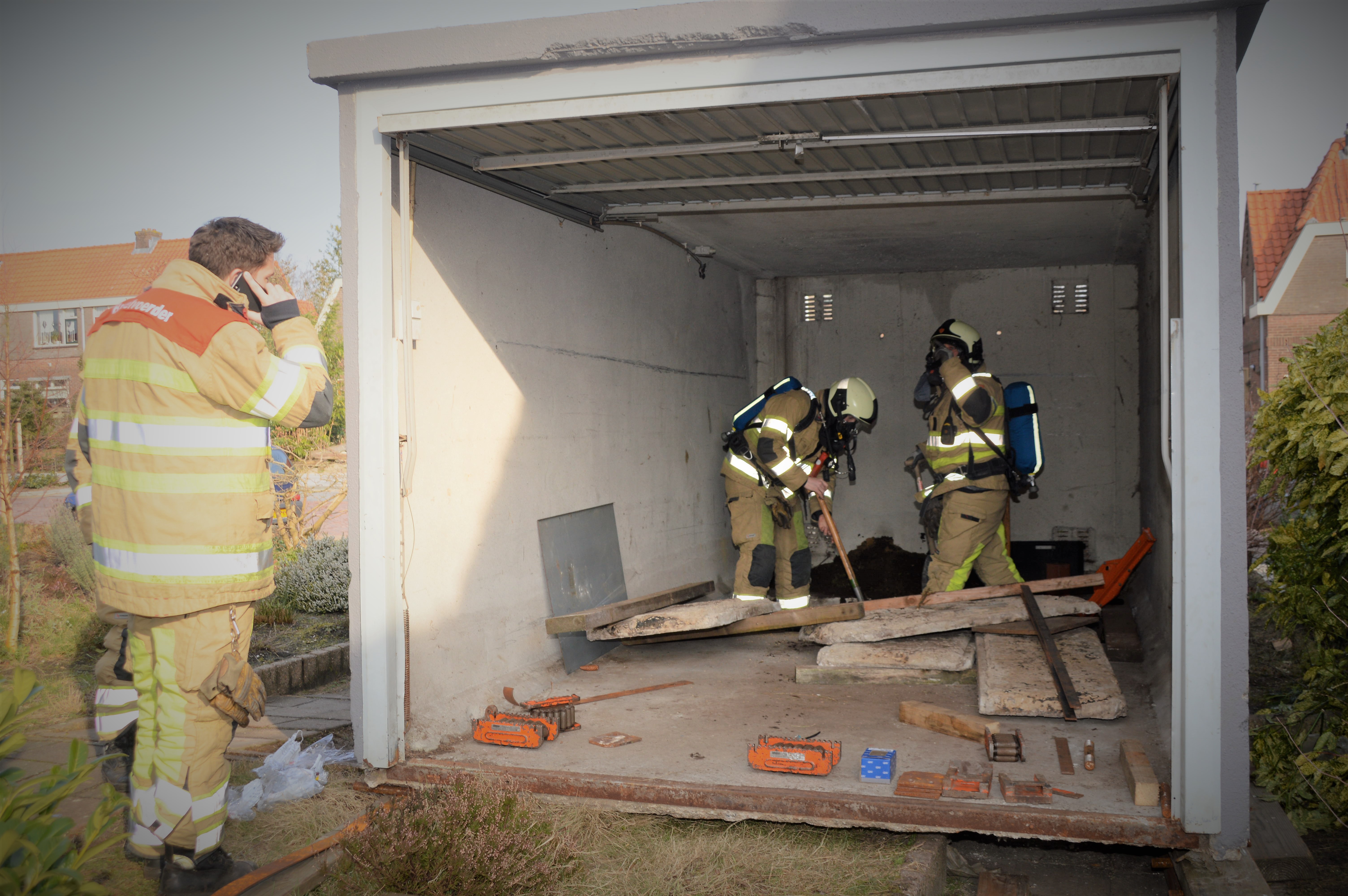 Gaslek door graafwerk in schuur