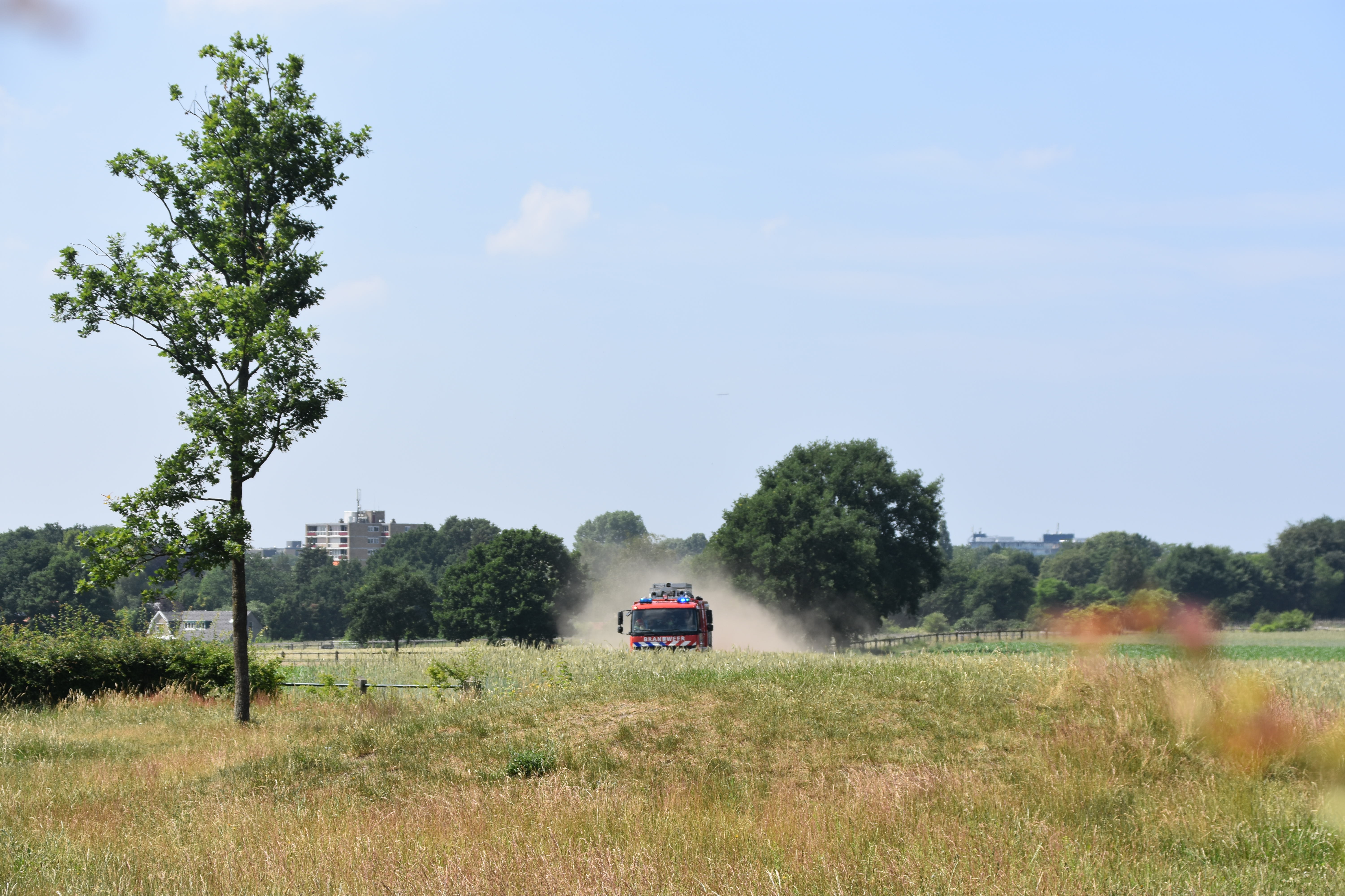 Bank in brand bij grafheuvel