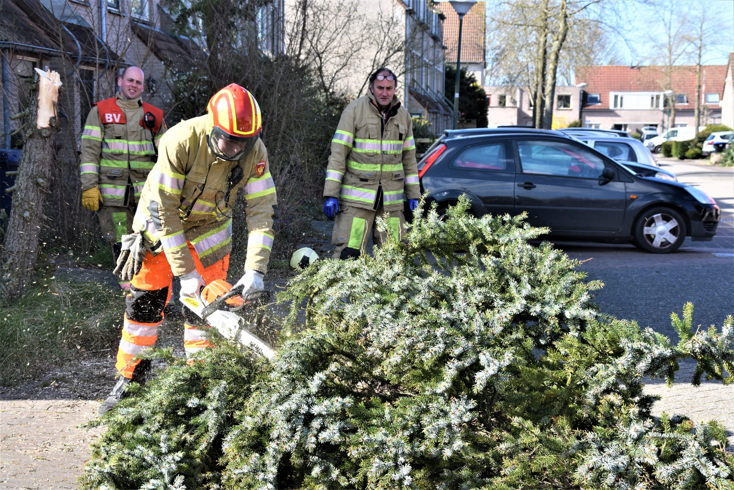 Brandweer voorkomt omvallen boom